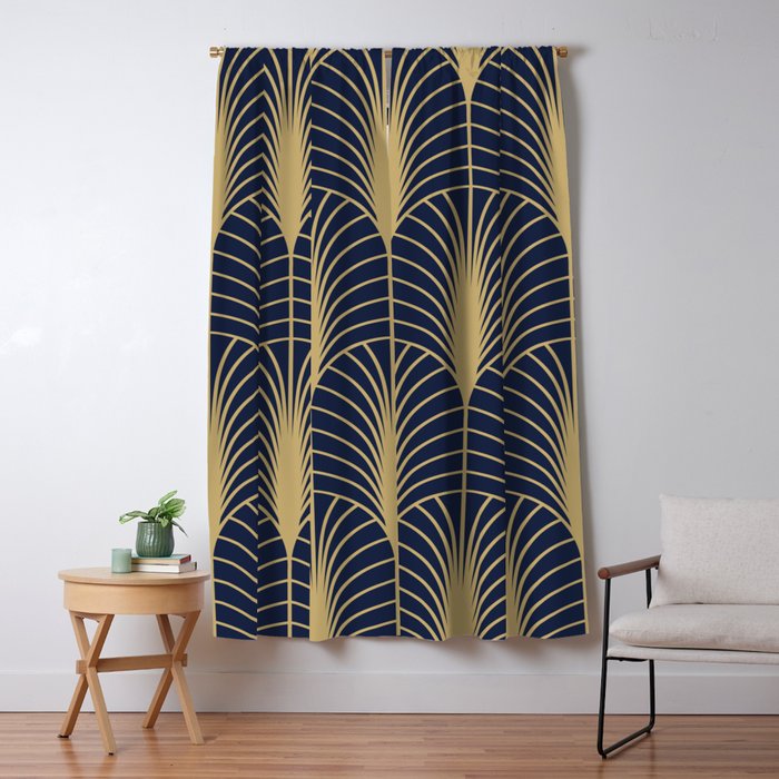 Arches in Navy and Gold Window Curtain Gallery Image 1