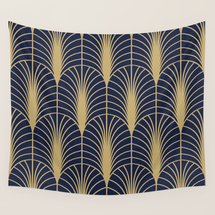 Arches in Navy and Gold Wall Tapestry Gallery Image 4