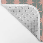Atomic Age Retro 50s Starburst Pattern in Blush Pink and Gray-Green Bath Mat Gallery Image 2