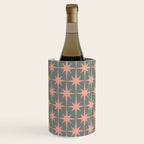 Atomic Age Retro 50s Starburst Pattern in Blush Pink and Gray-Green Wine Chiller Gallery Image 2