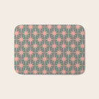 Atomic Age Retro 50s Starburst Pattern in Blush Pink and Gray-Green Bath Mat Gallery Image 1
