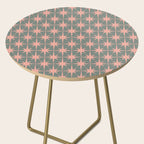 Atomic Age Retro 50s Starburst Pattern in Blush Pink and Gray-Green Side Table Gallery Image 2