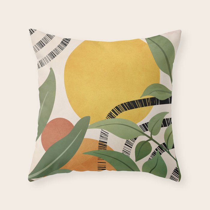 Tropical Garden Leaves 02 Throw Pillow Gallery Image 1