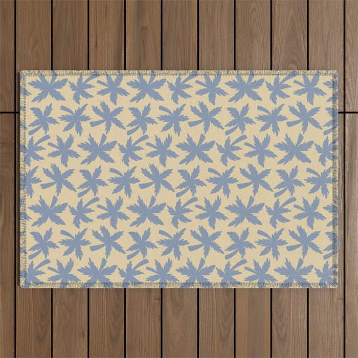 Palm Trees - Blue and Cream Outdoor Rug Gallery Image 1