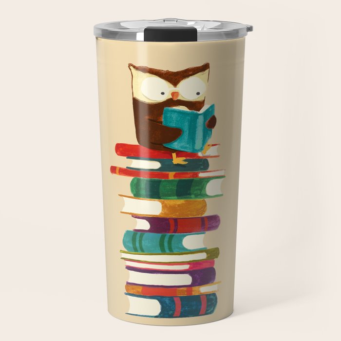 Owl Reading Rainbow Travel Mug Gallery Image 1