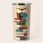 Owl Reading Rainbow Travel Mug Gallery Image 1