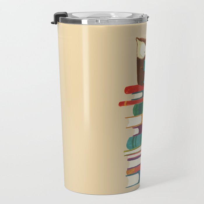 Owl Reading Rainbow Travel Mug Gallery Image 3