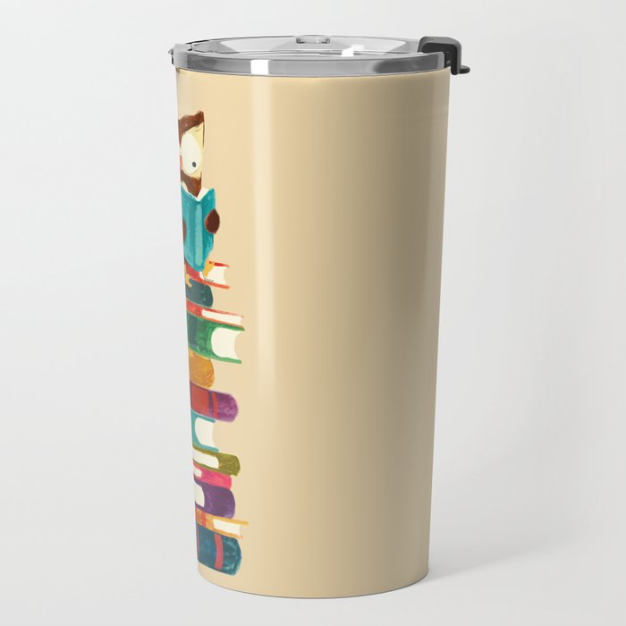 Owl Reading Rainbow Travel Mug Gallery Image 2