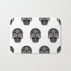 DÃ­a de Muertos Calavera â¢ Mexican Sugar Skull - Black Palette Bath Mat Gallery Image 1