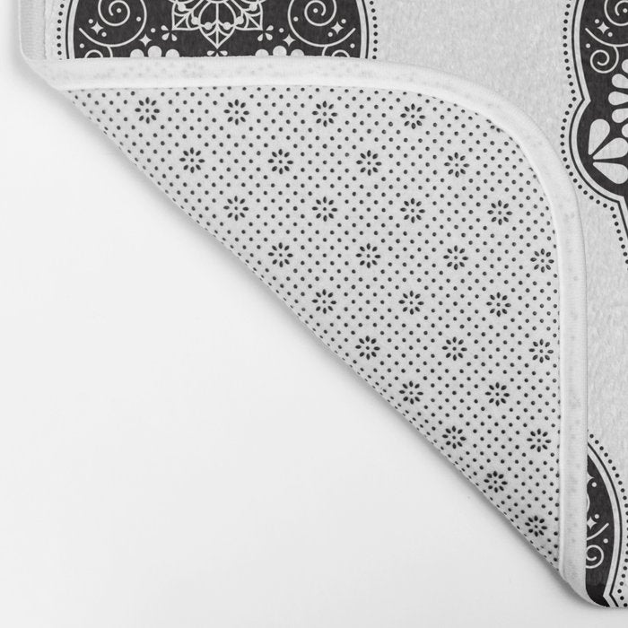 DÃ­a de Muertos Calavera â¢ Mexican Sugar Skull - Black Palette Bath Mat Gallery Image 2