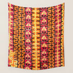 Red Orange Striped Geometric Abstract Antique Moroccan Rug Print Wall Tapestry Gallery Image 4