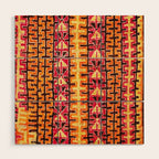 Red Orange Striped Geometric Abstract Antique Moroccan Rug Print Wood Wall Art Gallery Image 1