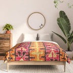 Red Orange Striped Geometric Abstract Antique Moroccan Rug Print Comforter Gallery Image 3