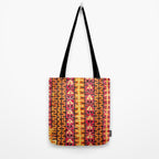 Red Orange Striped Geometric Abstract Antique Moroccan Rug Print Tote Bag Gallery Image 2