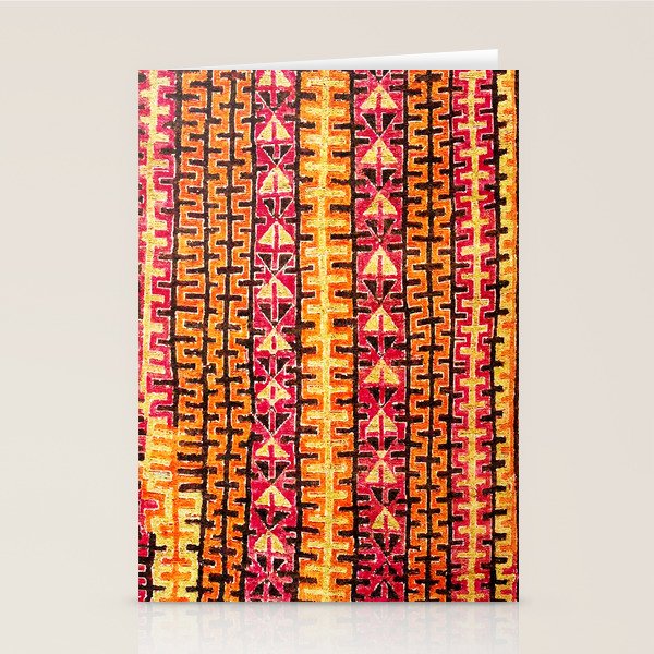 Red Orange Striped Geometric Abstract Antique Moroccan Rug Print Stationery Card Gallery Image 2
