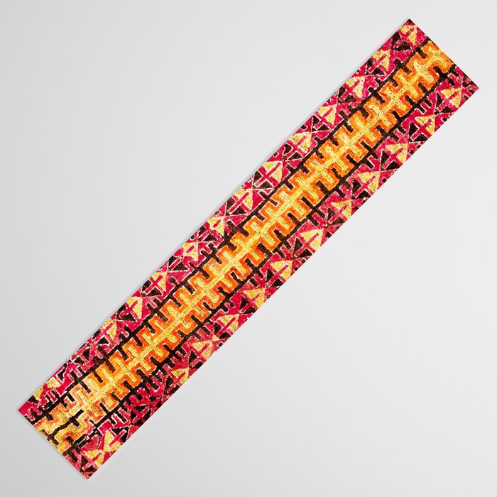 Red Orange Striped Geometric Abstract Antique Moroccan Rug Print Table Runner Gallery Image 3