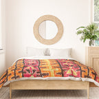Red Orange Striped Geometric Abstract Antique Moroccan Rug Print Duvet Cover Gallery Image 3