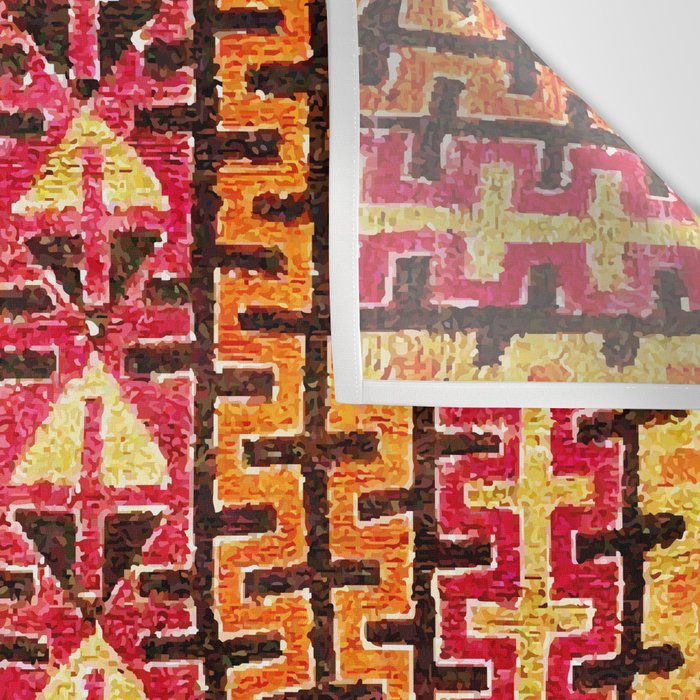 Red Orange Striped Geometric Abstract Antique Moroccan Rug Print Wall Tapestry Gallery Image 3
