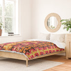 Red Orange Striped Geometric Abstract Antique Moroccan Rug Print Duvet Cover Gallery Image 2