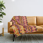 Red Orange Striped Geometric Abstract Antique Moroccan Rug Print Throw Blanket Gallery Image 1