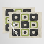 Mid Century Modern Scandinavian Pattern 592 Black and Chartreuse Placemat Gallery Image 1