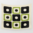 Mid Century Modern Scandinavian Pattern 592 Black and Chartreuse Wall Tapestry Gallery Image 4