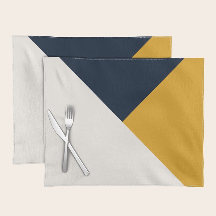 Tricolor Geometry Navy Yellow Placemat Gallery Image 1
