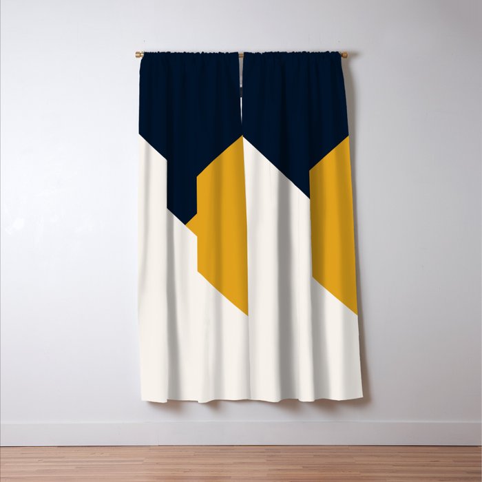 Tricolor Geometry Navy Yellow Window Curtain Gallery Image 3
