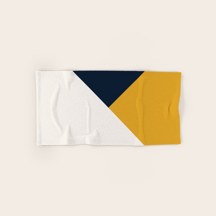 Tricolor Geometry Navy Yellow Bath Towel Gallery Image 1
