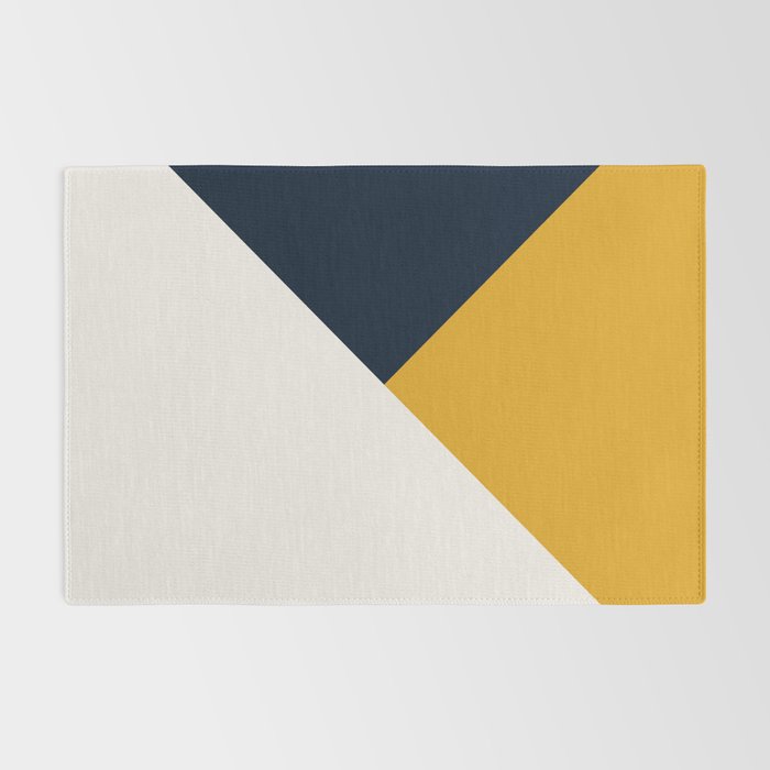 Tricolor Geometry Navy Yellow Rug Gallery Image 2