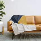 Tricolor Geometry Navy Yellow Throw Blanket Gallery Image 1