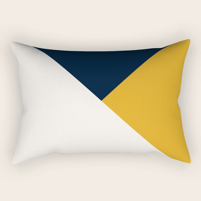 Tricolor Geometry Navy Yellow Rectangular Pillow Gallery Image 1