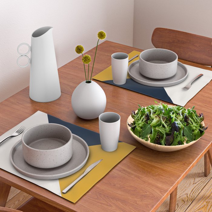 Tricolor Geometry Navy Yellow Placemat Gallery Image 2