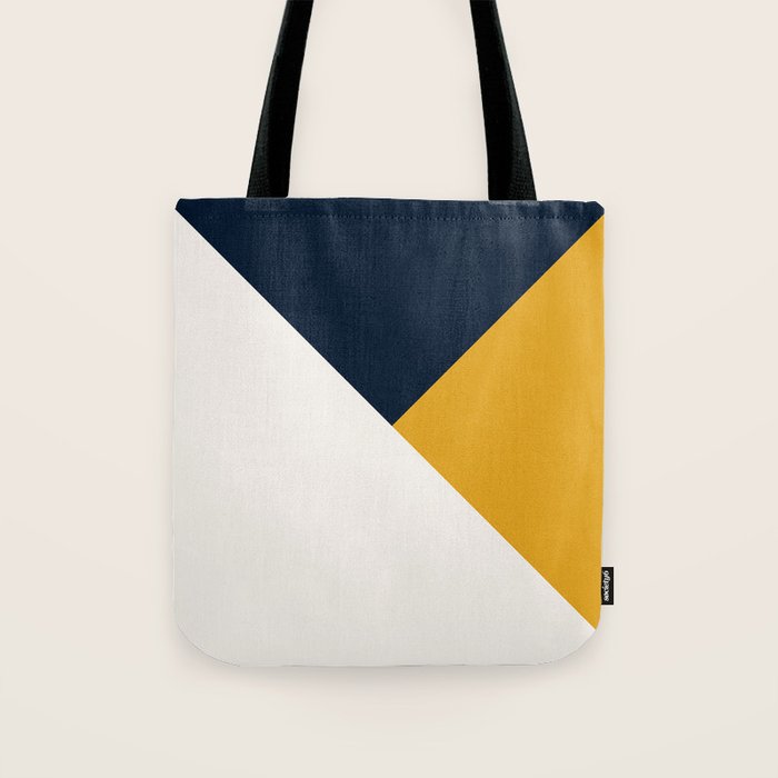Tricolor Geometry Navy Yellow Tote Bag Gallery Image 1