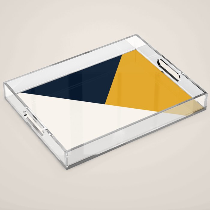 Tricolor Geometry Navy Yellow Acrylic Tray Gallery Image 1