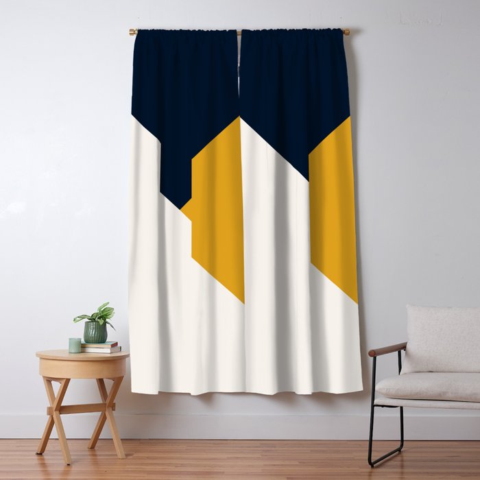 Tricolor Geometry Navy Yellow Window Curtain Gallery Image 1