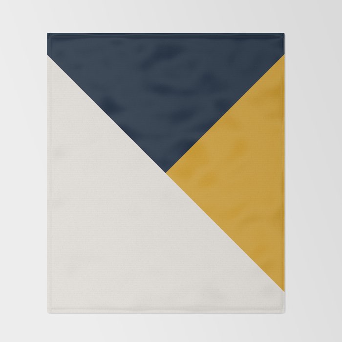 Tricolor Geometry Navy Yellow Throw Blanket Gallery Image 2