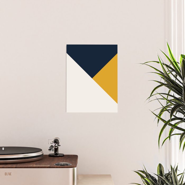 Tricolor Geometry Navy Yellow Poster Gallery Image 2