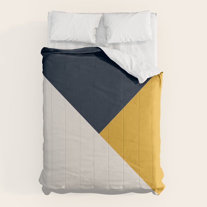 Tricolor Geometry Navy Yellow Comforter Gallery Image 1