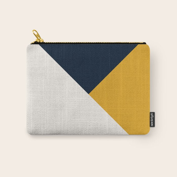Tricolor Geometry Navy Yellow Carry All Pouch Gallery Image 1