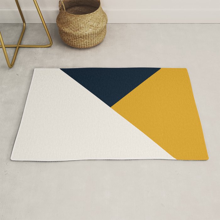 Tricolor Geometry Navy Yellow Rug Gallery Image 1