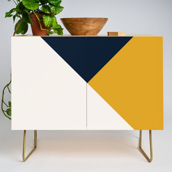 Tricolor Geometry Navy Yellow Credenza Gallery Image 1