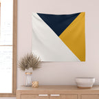 Tricolor Geometry Navy Yellow Wall Tapestry Gallery Image 2