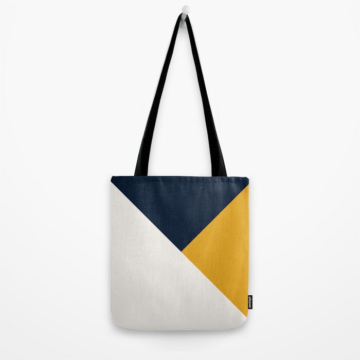 Tricolor Geometry Navy Yellow Tote Bag Gallery Image 2