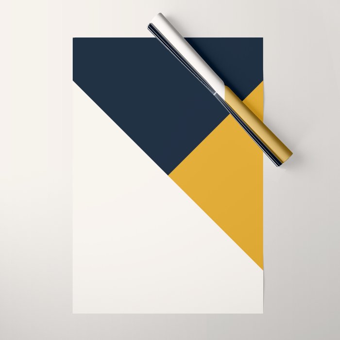 Tricolor Geometry Navy Yellow Wrapping Paper Gallery Image 1