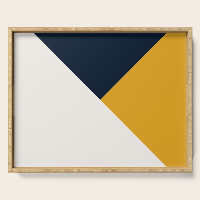 Tricolor Geometry Navy Yellow Serving Tray Gallery Image 1