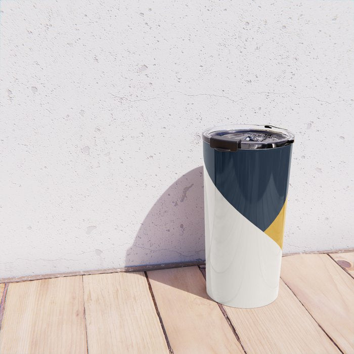 Tricolor Geometry Navy Yellow Travel Mug Gallery Image 4