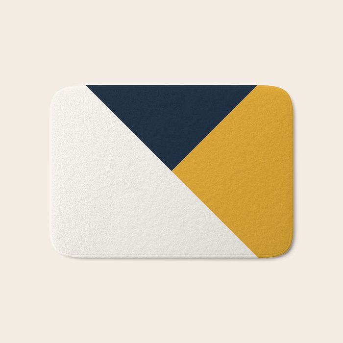 Tricolor Geometry Navy Yellow Bath Mat Gallery Image 1
