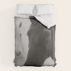 Horses in the Snow - Black and White Winter Photography Print Duvet Cover Gallery Image 6