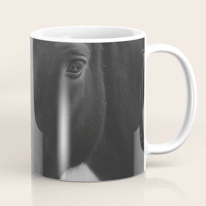 Horses in the Snow - Black and White Winter Photography Print Coffee Mug Gallery Image 1